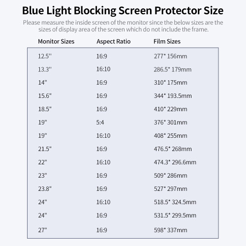Pellicola protettiva anti-luce blu per schermo 23'' 16:9 1