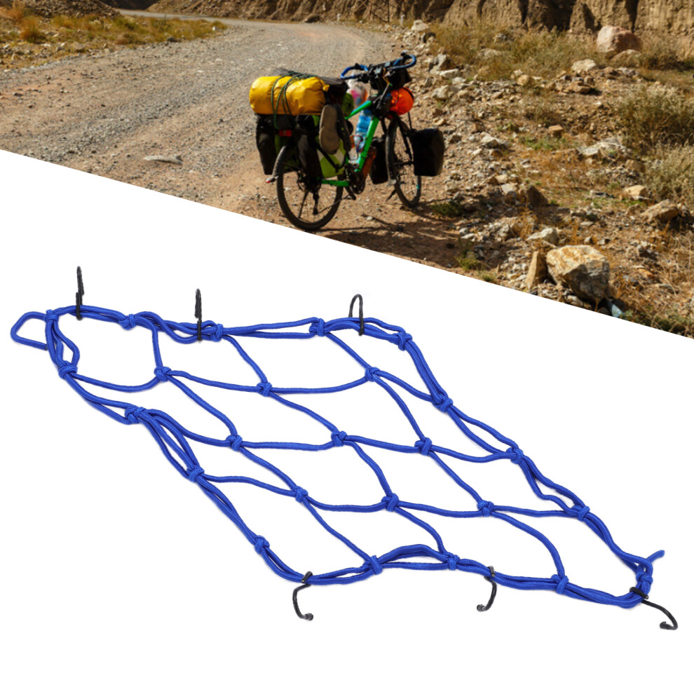 Cargo Net Nylon Tough Elastic Luggage Net With Hooks For Road Mountain Bicycles Motorcycles Electric Vehiclesblue 4971322275994