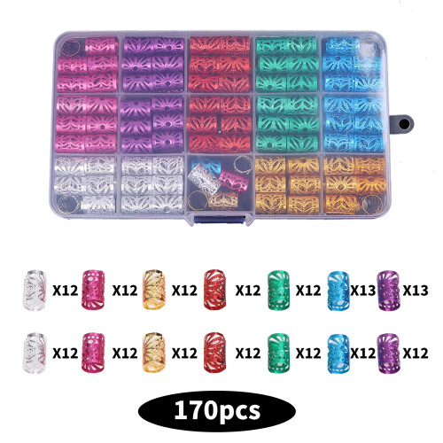 170 pezzi di perline per dreadlocks - vari colori 1