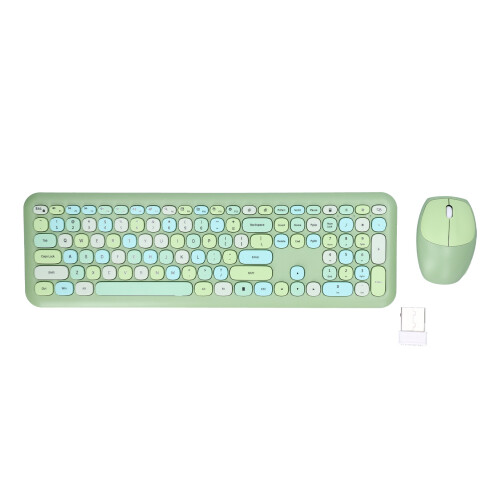 Set tastiera e mouse 2.4G, 110 tasti, 1200 DPI, Verde 1