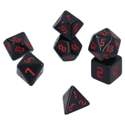 Ensemble de 7 dés polyédriques rouges en acrylique standard pour DND