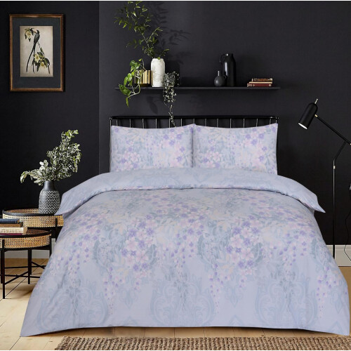 (Orchids-1, Single) 4PCs Complete Bedding Set Duvet Cover Fitted Sheet