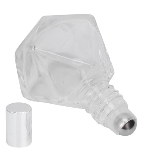 Flacon Roll-On réutilisable pour parfum 8 ml avec perles argentées
