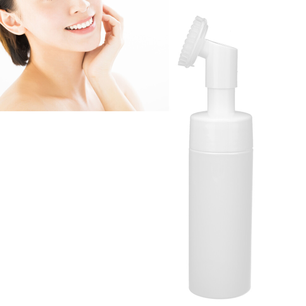 White Facial Cleanser Foaming Bottle Silicone Brush Refillable Empty Mousse Foaming Bottle200ml