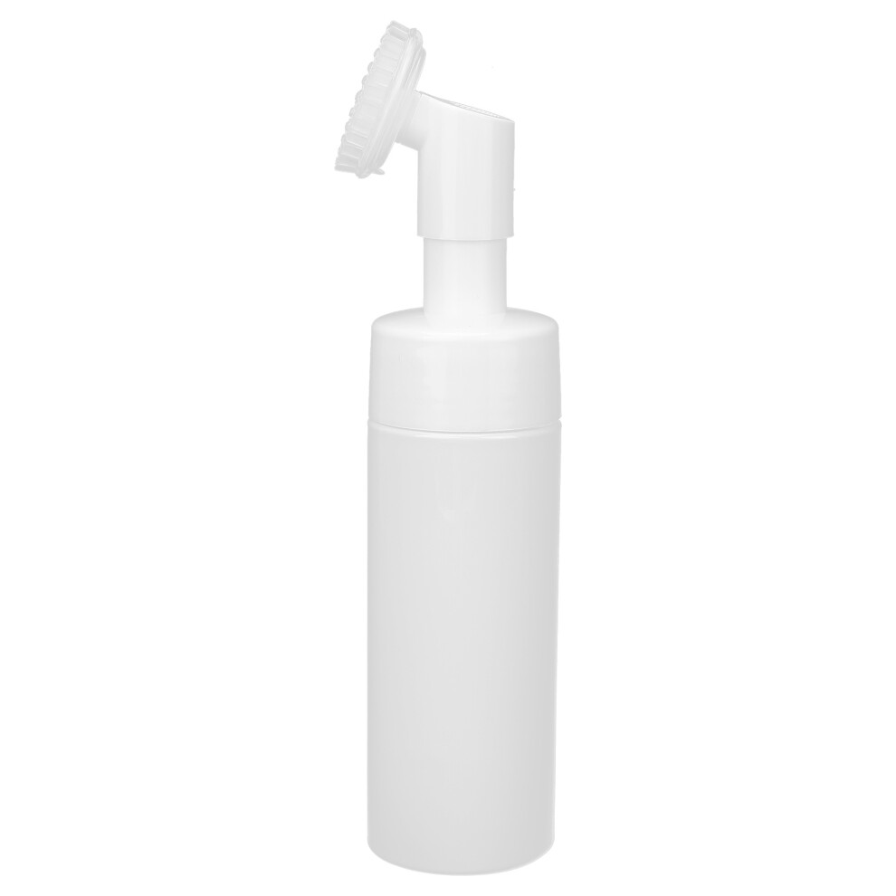 White Facial Cleanser Foaming Bottle Silicone Brush Refillable Empty Mousse Foaming Bottle100ml