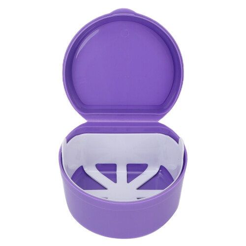 Scatola portatile viola per retainer ortodontico per protesi dentarie