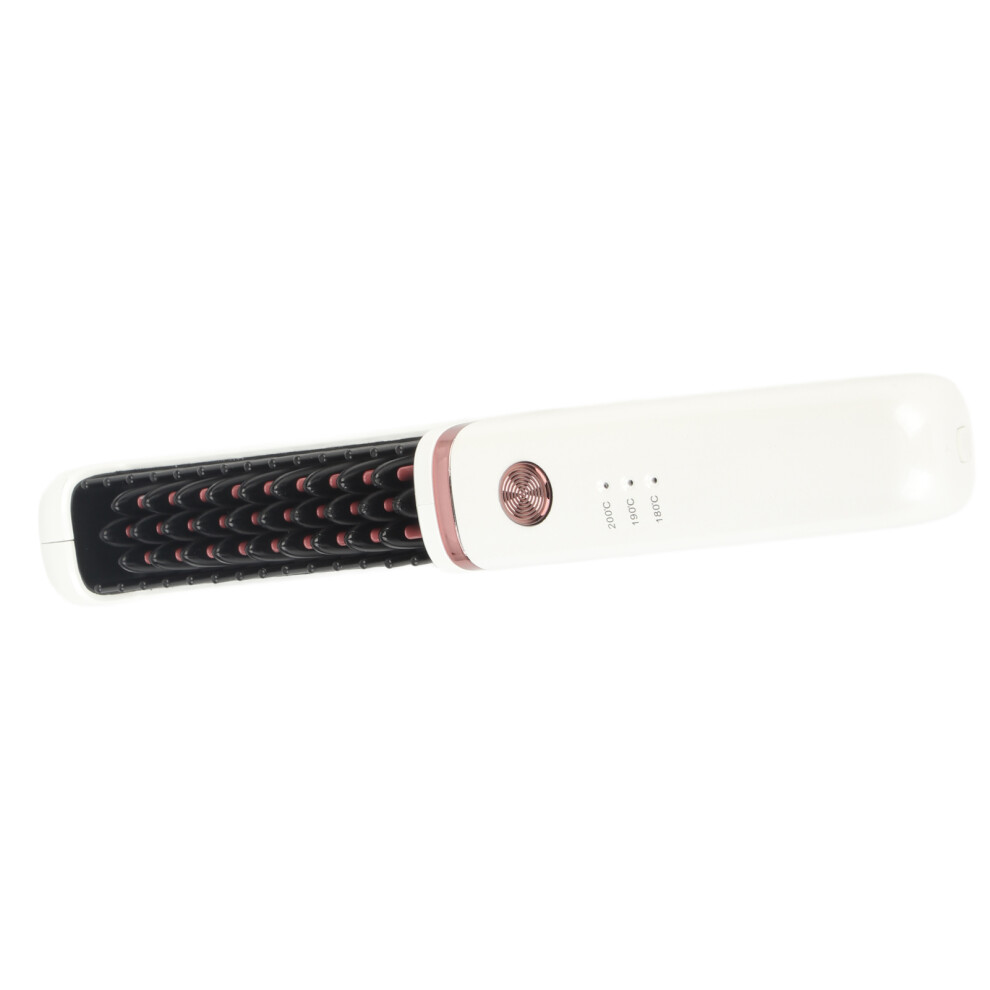 Hair Straightener Brush 3 Levels Adjustable Temperature Anti Scald USB Rechargeable Wireless Portable Straightening Comb