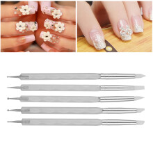 5pcs Nail Art Dotting Pen Dual Ended Nail Painting Pen DIY Carving Pen with Acrylic HandleWhite