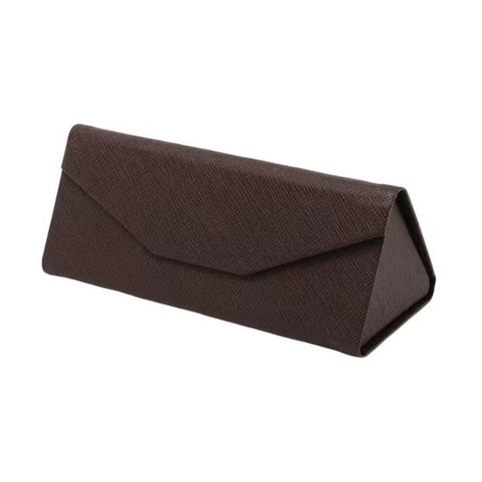 (dark coffee) Glasses Bag Foldable Waterproof Anti-knock Strong Magnet Closure Soft Large Capacity Dustproof Triangle Glasses Storage Box Daily Supply