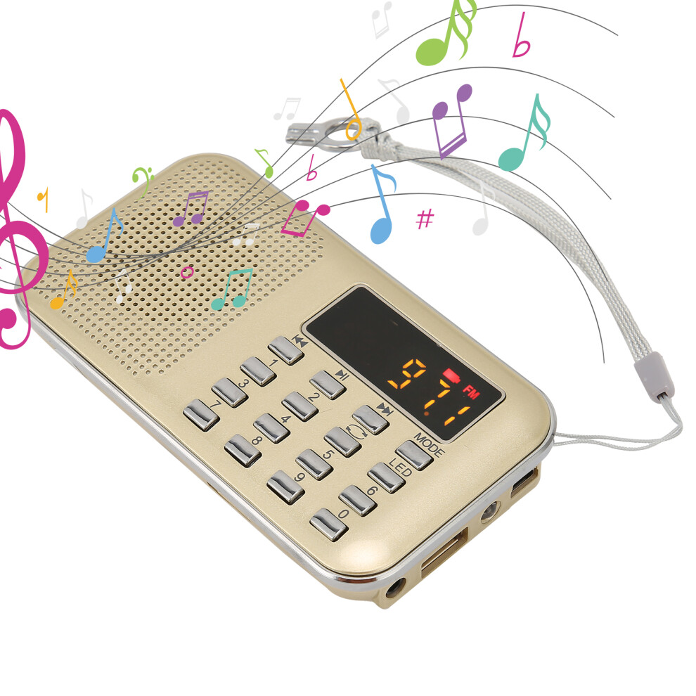 Digital Radio Mini Portable Radio Subwoofer Card Mp3 Player Bass Speaker For Seniorgold 4951322300353
