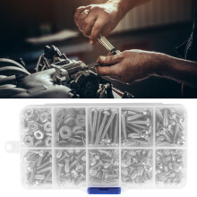 304 Stainless Steel Screws Cross Pan Head Screws with Hex Nuts Washers Screw Kit250pcs #6-32UNC