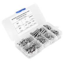 304 Stainless Steel Screws Cross Pan Head Screws with Hex Nuts Washers Screw Kit180pcs #8-32UNC