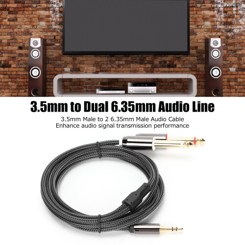 JK-366 Câble audio 3,5 mm vers double 6,35 mm 1,0 m noir 2