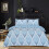 (Leaf Blue, Double) 4PCs Complete Bedding Set Duvet Cover Fitted Sheet 1