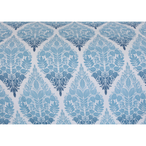 (Leaf Blue, Double) 4PCs Complete Bedding Set Duvet Cover Fitted Sheet 2