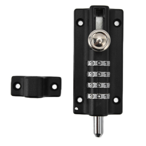 Combination Locking Bolt Safe Password Durable Rust Resistant Coating 4 Digit Lock Bolt for Pool Gate Fence FarmBlack