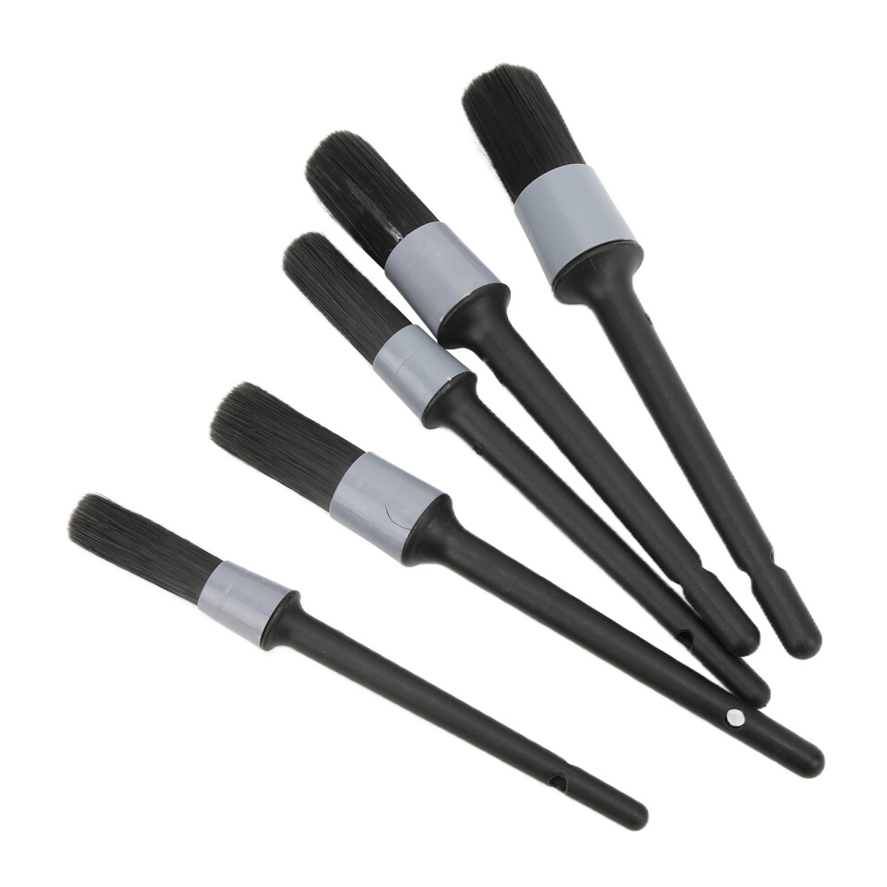 5Pcs Auto Detailing Brush Set For Cleaning Car Interior Exterior Engine Exhaust Leather Seatblack Grey 3501322311951