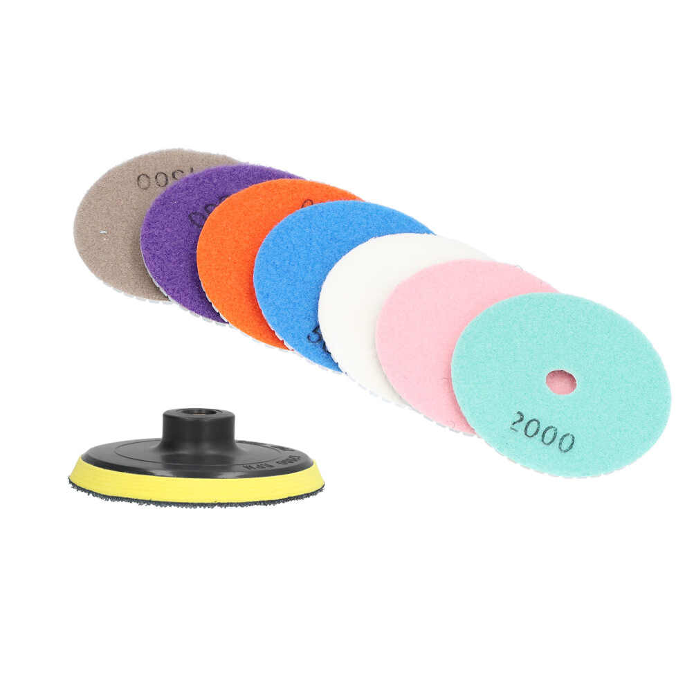 7Pcs Diamond Polishing Pads Wet Dry Polish Kit Grit 1Pc Backer Grinding Granite Marble 4In 9321322317166