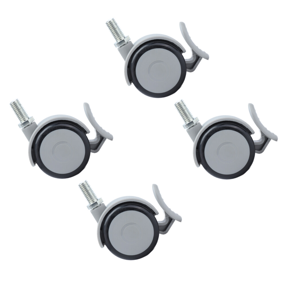 4Pcs Caster Rubber Brake Wheels With M10 Thread Stem Furniture Swivel Accessories 2In 8721322318940