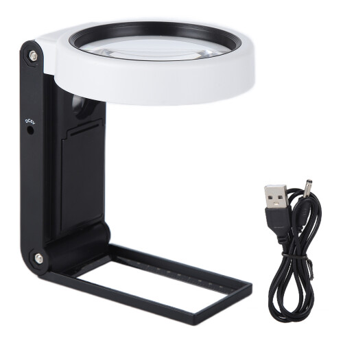 TH-7018A Lente d'ingrandimento LED 6X/25X 75mm pieghevole 3xAAA 1