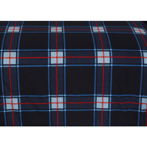 (Plaid-Check Navy/Blue, Single) 4PCs Complete Bedding Set Duvet Cover Fitted Sheet 2