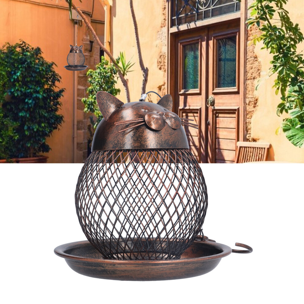 Bird Feeder Metal Mesh Wild Bird Feeder Courtyard Garden Decoration Hanging Retro Kitten Shaped Bird Feeder