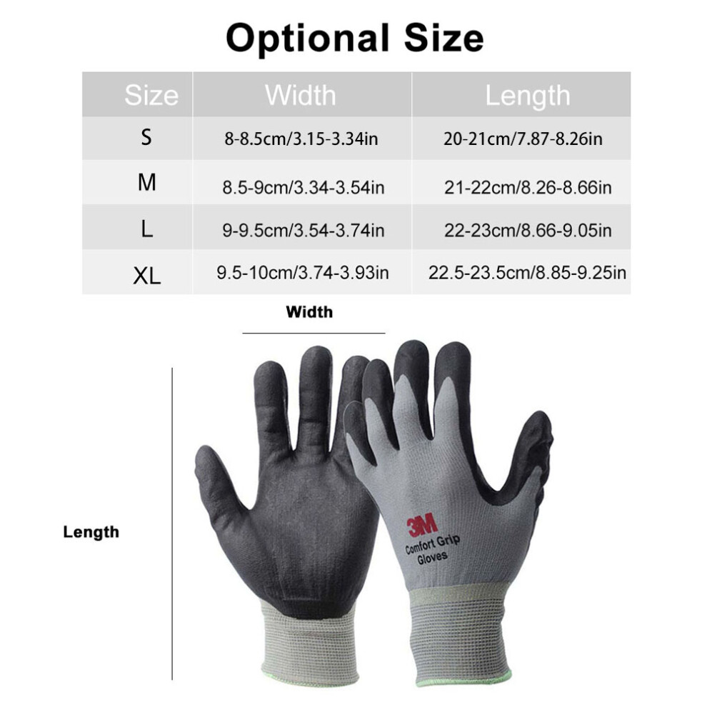 3M 1 Pair Comfort Grip Glove Nitrile Rubber Protective Gloves Cut Resistance Gloves Work Gloves Stretch Fit High Quality Coated General Use 8781322322040