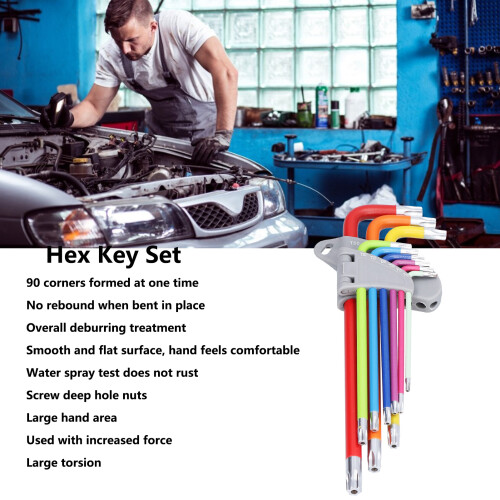 Ensemble de clés hexagonales à longue tige multicolores T10-T50 2