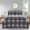 (Plaid-Check Grey, Single) 4PCs Complete Bedding Set Duvet Cover Fitted Sheet 1