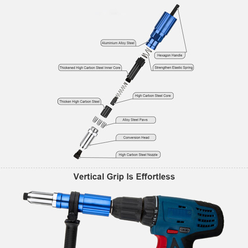 Adattatore per rivettatrice da trapano, blu, 17 cm, 460 g