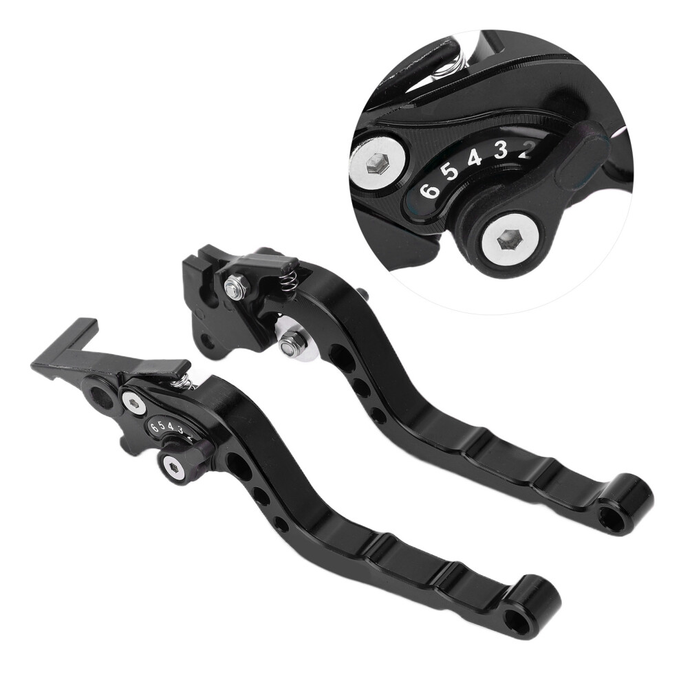 2Pcs Motorcycle Brake Clutch Lever Handlebar Braking Device Adjustable Aluminium Alloyblack 5021322331615