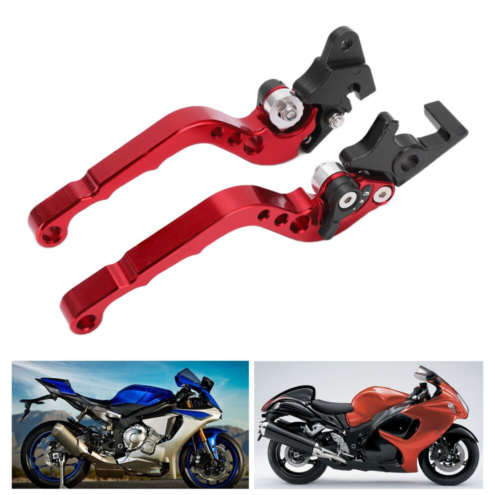 2Pcs Motorcycle Brake Clutch Lever Handlebar Braking Device Adjustable Aluminium Alloyred 4061322331629