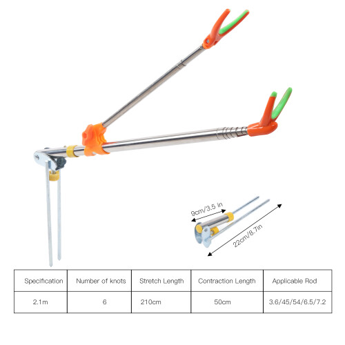Supporto per canna da pesca 2,1 m Capacità Argento 33 cm 2