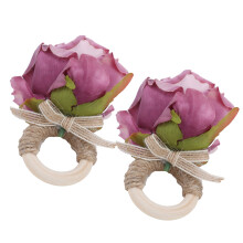 2 pezzi di anello floreale per tovagliolo in legno viola 3cm
