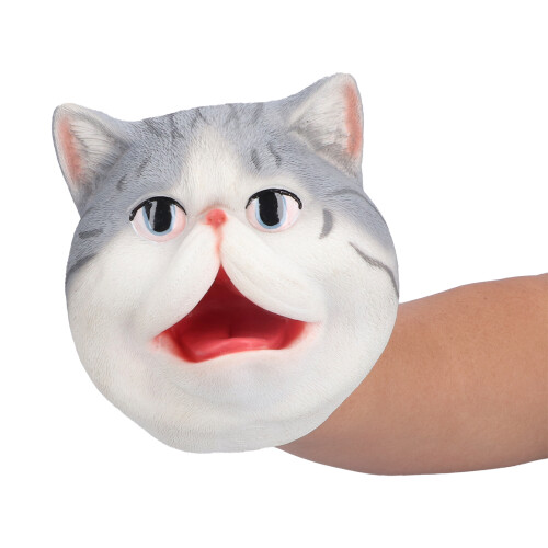 Marionnette à main en PVC en forme de chat 13,5  13,5  11,5 cm Bouche ouverte 2