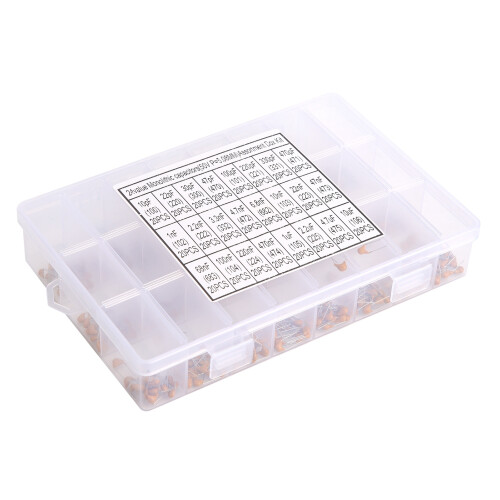 Kit jaune de 480 condensateurs monolithiques de 10 pF à 10 µF 1
