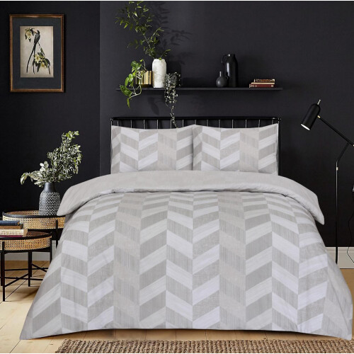 (Zigzag Beige, King) 4PCs Complete Bedding Set Duvet Cover Fitted Sheet
