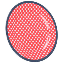 Piatto in porcellana imitata da 9 pollici - Motivo a griglia rossa, 10,7 oz