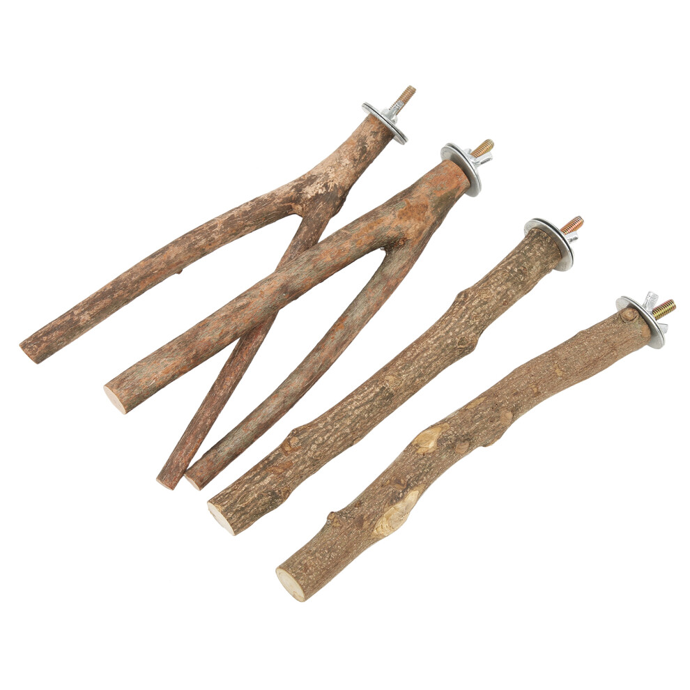 Bird Perch Stand Set Natural Wooden Cage Perch Stand for Parrots to Stand Climb and Play