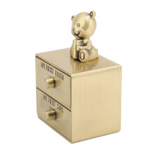 Boîte à dents en forme d'ours, à 2 tiroirs, 7,5  5  3,5 cm, patine verte