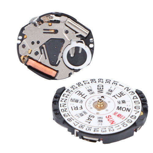 Mouvement quartz VX83 - Jour et Date - Remplacement en alliage 2