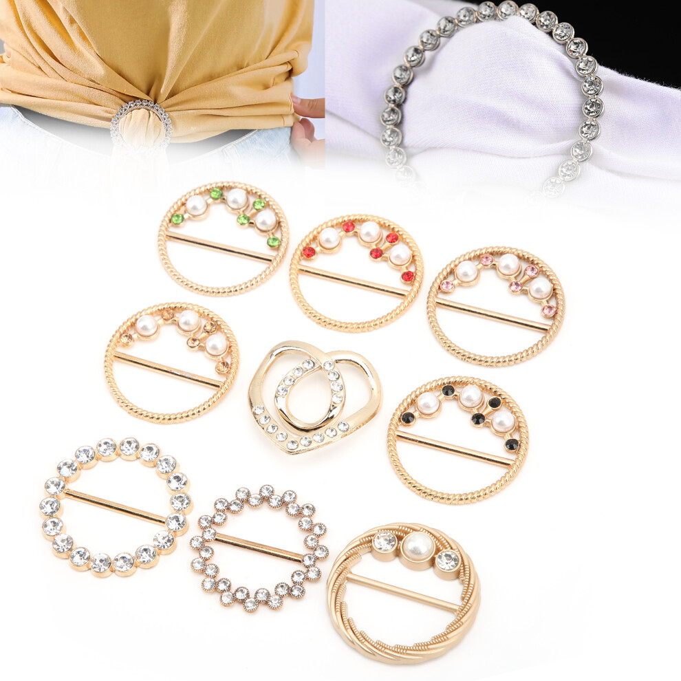 9Pcs Rhinestone Scarf Buckle Elegant Fashion Shiny Firm Stable Simplistic Tshirt Clip 6951322351803