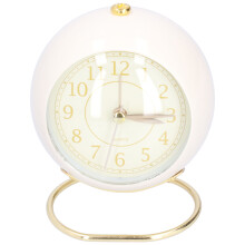 Alarm Clock Silent Non Ticking Metal Paint Power Saving Eye Protection Battery Operated Small Clock with Night LightBeige Gold
