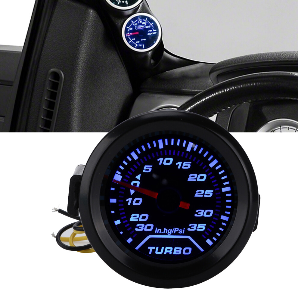 12V Turbo Boost Pressure Gauge 52Mm/2In 35Psi Digital Display Led Modification Universal Blue/Red 8701322352663
