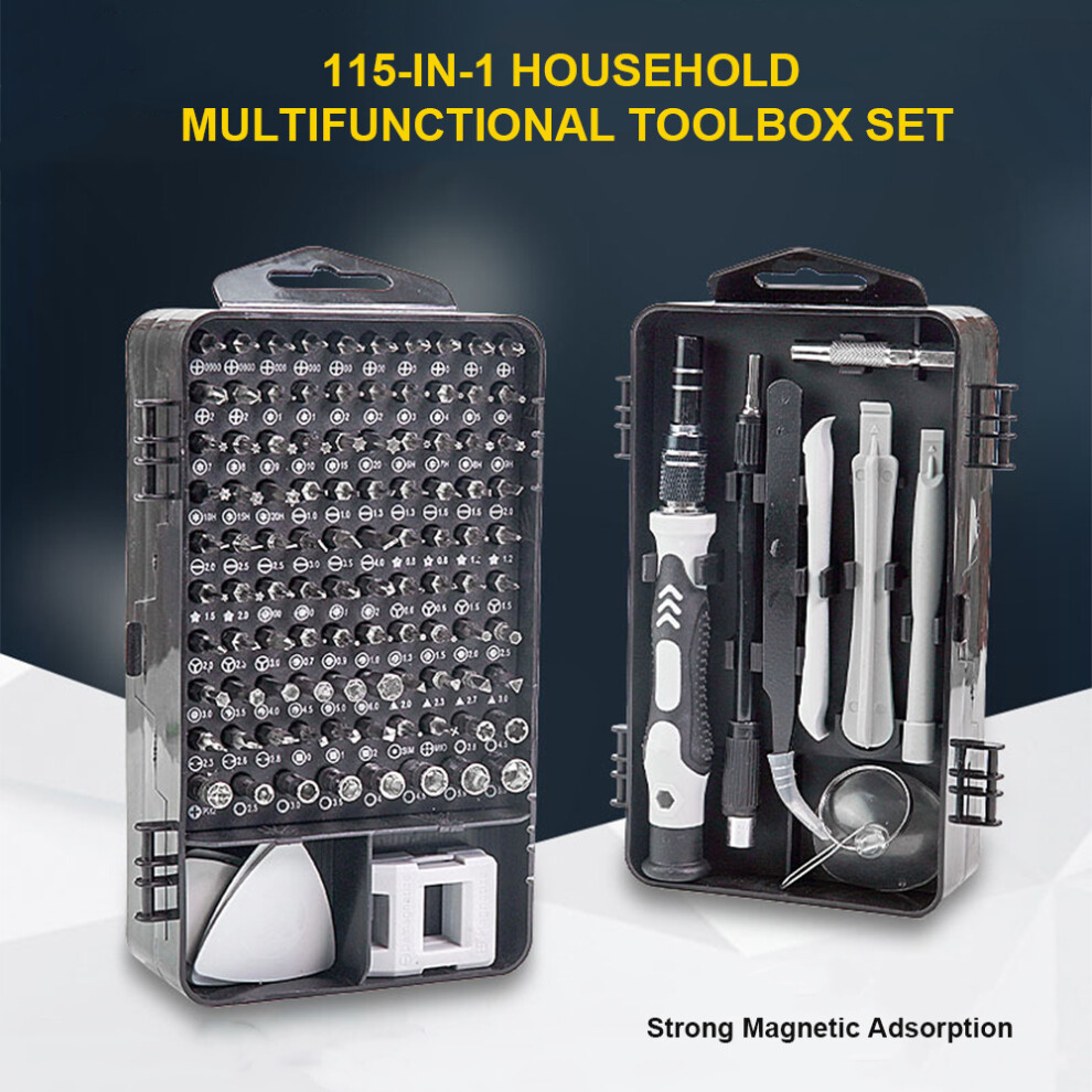 115-In-1 Household Toolbox Set With 98 Bits Multifunctional Hardware Tools For Computer Clock Repair Home Appliance Maintenance 3381322354093
