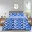 (Zigzag Blue, King) 4PCs Complete Bedding Set Duvet Cover Fitted Sheet 1