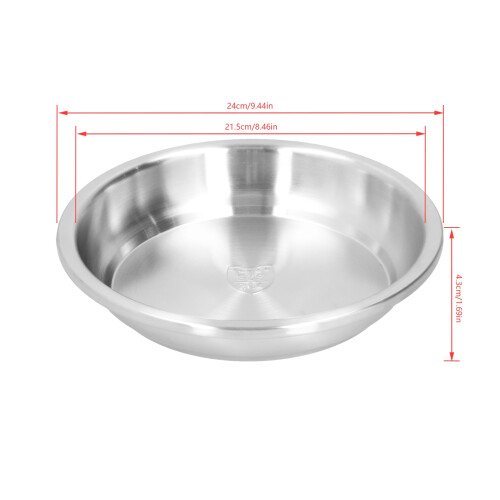 Assiette creuse en acier inoxydable 304 24 cm argentée 2
