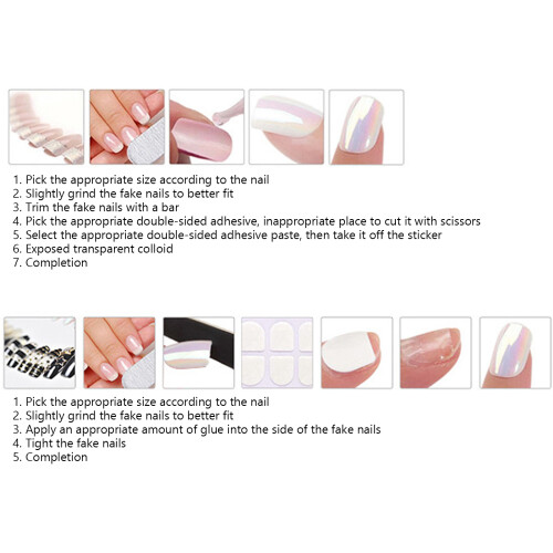 P145 24 pièces d’ongles ABS à couverture complète - 12 tailles, clair 2