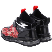Children Boys Fashionable Sneakers Kid Breathable Non Slip Printing Sports Running Shoes(Black Red 28)