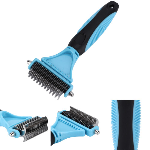 Pet Undercoat Rake Comb Out Tangles Easily 2 Sided Dematting Safe Deshedding Brush 2